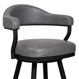 Amador 30" Bar Height Barstool in a Black Powder Coated Finish and Vintage Gray Faux Leather
