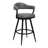 Amador 30" Bar Height Barstool in a Black Powder Coated Finish and Vintage Gray Faux Leather