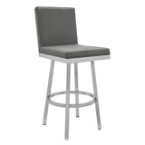 Rochester Swivel Modern Metal and Gray Faux Leather Bar and Counter Stool