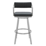 Scranton Swivel Modern Metal and Slate Gray Faux Leather Bar and Counter Stool