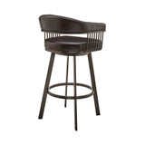 Bronson 25" Counter Height Swivel Bar Stool in Java Brown Finish and Chocolate Faux Leather