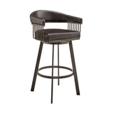Bronson 25" Counter Height Swivel Bar Stool in Java Brown Finish and Chocolate Faux Leather