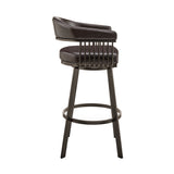Bronson 29" Bar Height Swivel Bar Stool in Java Brown Finish and Chocolate Faux Leather