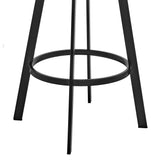 Bronson 25" Counter Height Swivel Bar Stool in Black Finish and Gray Faux Leather