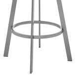 Bronson 29" Bar Height Swivel Bar Stool in Silver finish and White Faux Leather