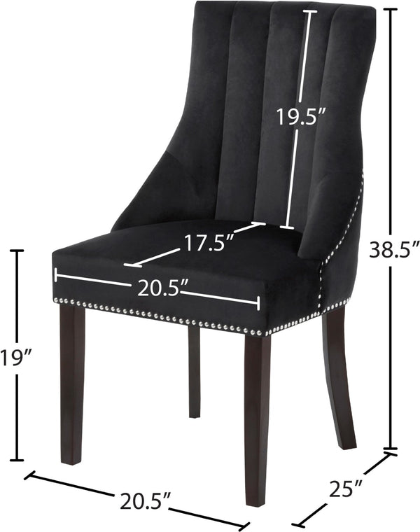 Oxford Velvet / Engineered Wood / Metal / Foam Contemporary Black Velvet Dining Chair - 20.5" W x 25" D x 38.5" H