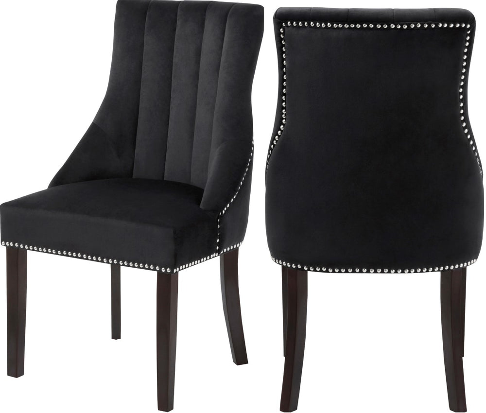 Oxford Velvet / Engineered Wood / Metal / Foam Contemporary Black Velvet Dining Chair - 20.5" W x 25" D x 38.5" H