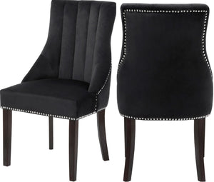 Oxford Velvet / Engineered Wood / Metal / Foam Contemporary Black Velvet Dining Chair - 20.5" W x 25" D x 38.5" H