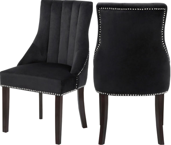 Oxford Velvet / Engineered Wood / Metal / Foam Contemporary Black Velvet Dining Chair - 20.5" W x 25" D x 38.5" H