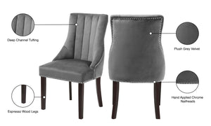 Oxford Velvet / Engineered Wood / Metal / Foam Contemporary Grey Velvet Dining Chair - 20.5" W x 25" D x 38.5" H