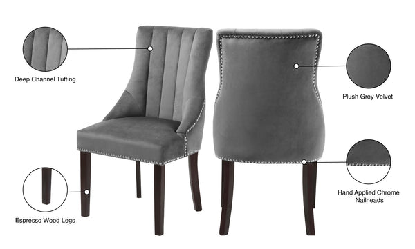 Oxford Velvet / Engineered Wood / Metal / Foam Contemporary Grey Velvet Dining Chair - 20.5" W x 25" D x 38.5" H