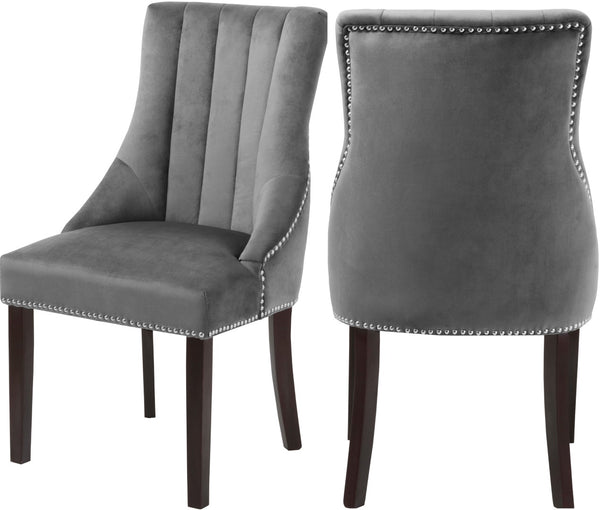Oxford Velvet / Engineered Wood / Metal / Foam Contemporary Grey Velvet Dining Chair - 20.5" W x 25" D x 38.5" H