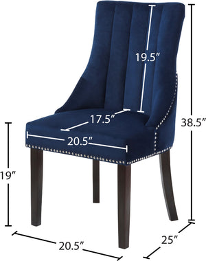 Oxford Velvet / Engineered Wood / Metal / Foam Contemporary Navy Velvet Dining Chair - 20.5" W x 25" D x 38.5" H
