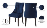 Oxford Velvet / Engineered Wood / Metal / Foam Contemporary Navy Velvet Dining Chair - 20.5" W x 25" D x 38.5" H