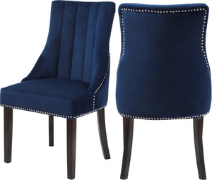 Oxford Velvet / Engineered Wood / Metal / Foam Contemporary Navy Velvet Dining Chair - 20.5" W x 25" D x 38.5" H