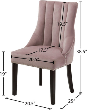Oxford Velvet / Engineered Wood / Metal / Foam Contemporary Pink Velvet Dining Chair - 20.5" W x 25" D x 38.5" H