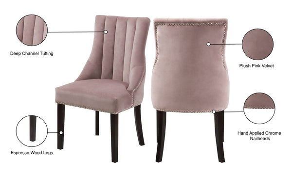 Oxford Velvet / Engineered Wood / Metal / Foam Contemporary Pink Velvet Dining Chair - 20.5" W x 25" D x 38.5" H