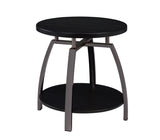 Modern Round End Table Dark Grey and Black Nickel