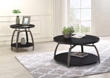 Modern Round End Table Dark Grey and Black Nickel