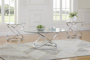 Modern 3-piece Occasional Set Chrome and Clear