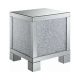 Layton Contemporary Square End Table Silver and Clear Mirror