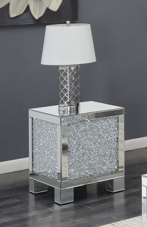 Layton Contemporary Square End Table Silver and Clear Mirror