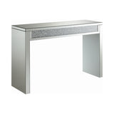 Layton Contemporary Rectangular Sofa Table Silver and Clear Mirror