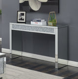 Layton Contemporary Rectangular Sofa Table Silver and Clear Mirror