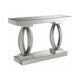 Contemporary Rectangular Sofa Table with Shelf Clear Mirror