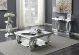 Contemporary Rectangular Sofa Table with Shelf Clear Mirror