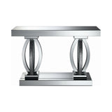 Contemporary Rectangular Sofa Table with Shelf Clear Mirror