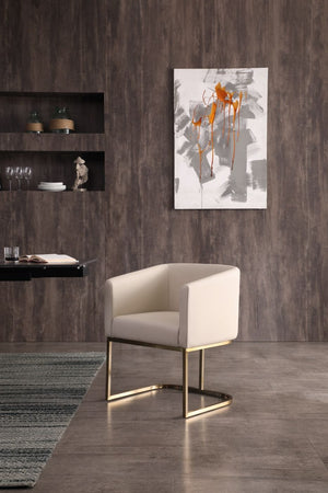VIG Furniture Modrest Yukon - Modern Beige Bonded and Antique Brass Dining Chair VGVC-B8362