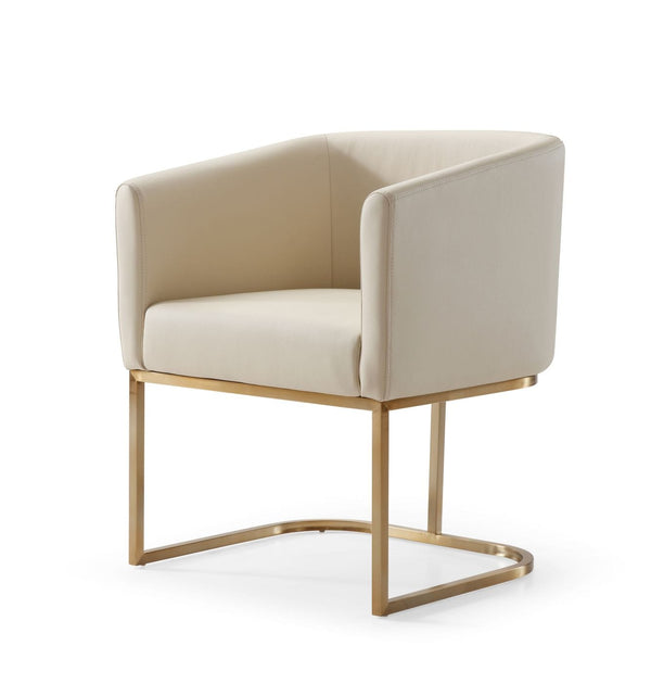 VIG Furniture Modrest Yukon - Modern Beige Bonded and Antique Brass Dining Chair VGVC-B8362