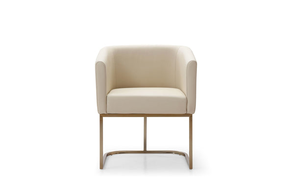 VIG Furniture Modrest Yukon - Modern Beige Bonded and Antique Brass Dining Chair VGVC-B8362