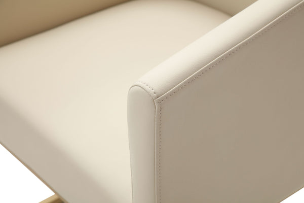 VIG Furniture Modrest Yukon - Modern Beige Bonded and Antique Brass Dining Chair VGVC-B8362