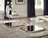 Contemporary 2-piece Square Occasional Set Rose Brass