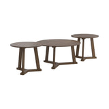 Contemporary 3-piece Round Occasional Table Set Natural Walnut