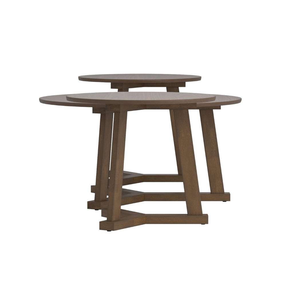 Contemporary 3-piece Round Occasional Table Set Natural Walnut