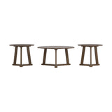 Contemporary 3-piece Round Occasional Table Set Natural Walnut