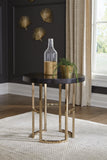 Corliss Contemporary Round End Table Americano and Rose Brass