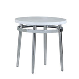 Contemporary Round End Table White and Chrome