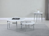 Contemporary Round Nesting Coffee Table White and Chrome