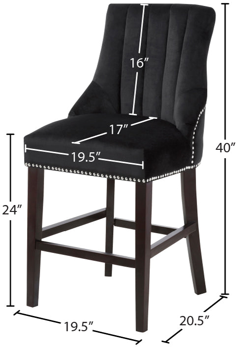 Oxford Velvet / Engineered Wood / Metal / Foam Contemporary Black Velvet Stool - 19.5" W x 20.5" D x 40" H