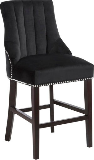 Oxford Velvet / Engineered Wood / Metal / Foam Contemporary Black Velvet Stool - 19.5" W x 20.5" D x 40" H