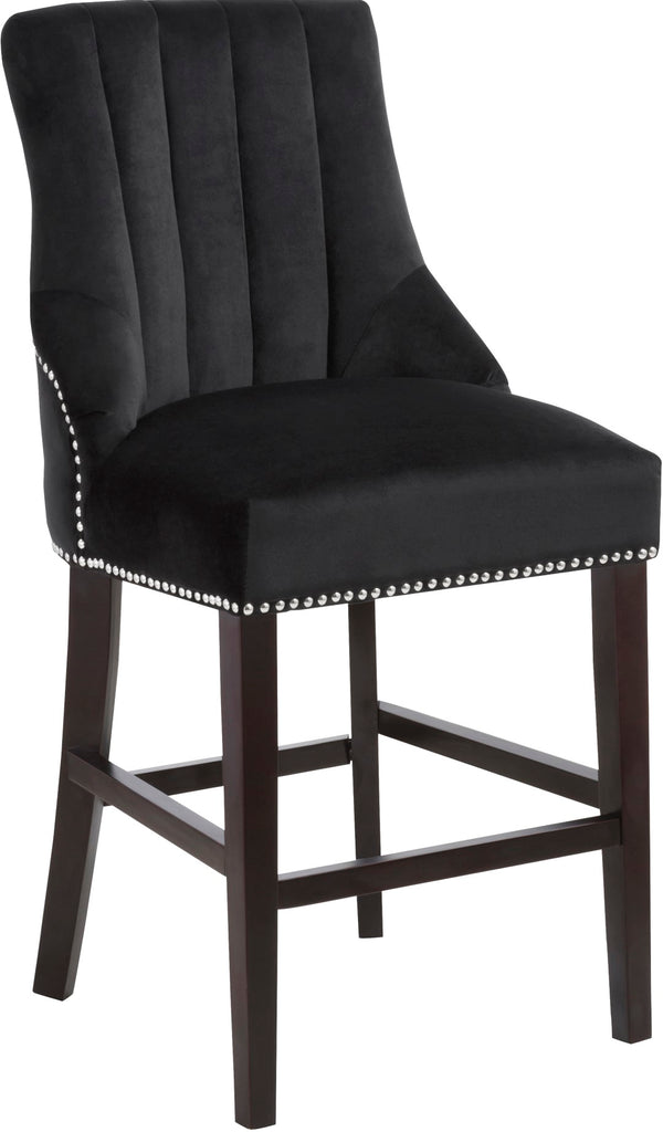 Oxford Velvet / Engineered Wood / Metal / Foam Contemporary Black Velvet Stool - 19.5" W x 20.5" D x 40" H
