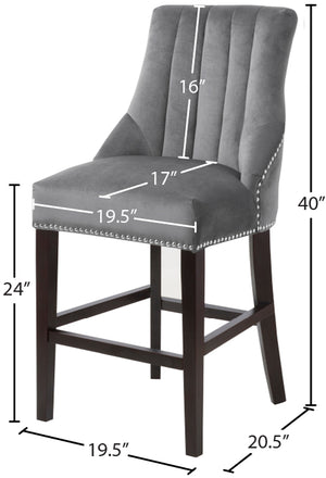 Oxford Velvet / Engineered Wood / Metal / Foam Contemporary Grey Velvet Stool - 19.5" W x 20.5" D x 40" H