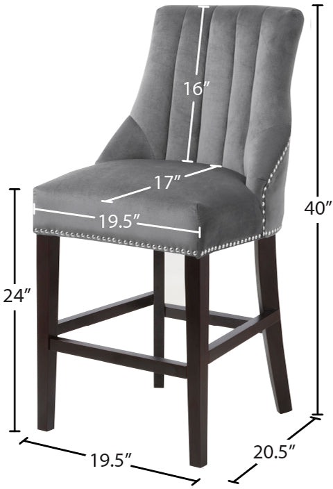 Oxford Velvet / Engineered Wood / Metal / Foam Contemporary Grey Velvet Stool - 19.5" W x 20.5" D x 40" H