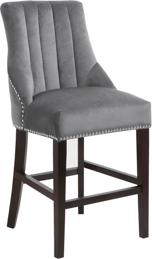 Oxford Velvet / Engineered Wood / Metal / Foam Contemporary Grey Velvet Stool - 19.5" W x 20.5" D x 40" H