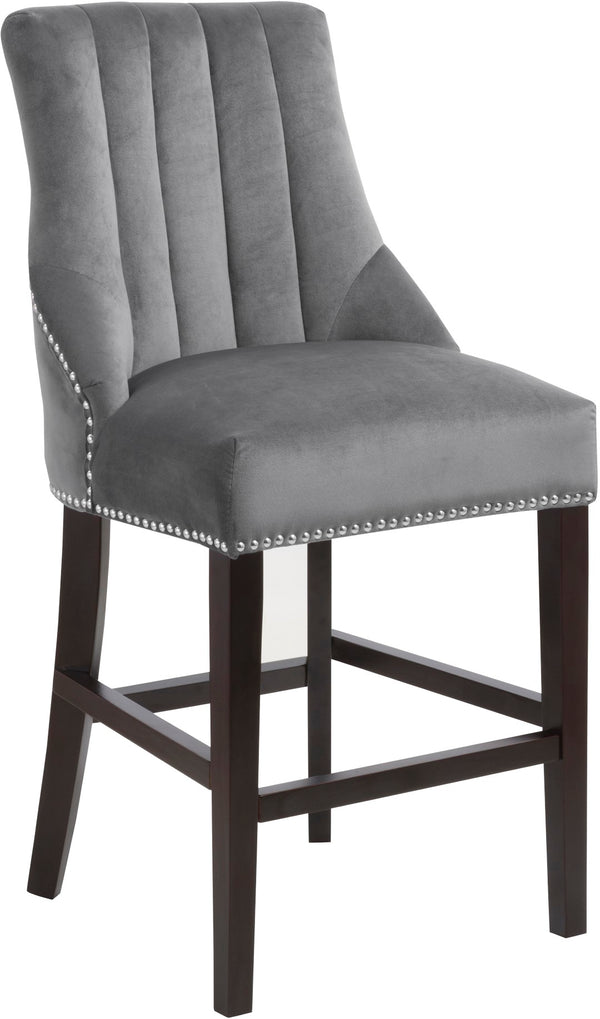 Oxford Velvet / Engineered Wood / Metal / Foam Contemporary Grey Velvet Stool - 19.5" W x 20.5" D x 40" H