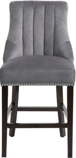 Oxford Velvet / Engineered Wood / Metal / Foam Contemporary Grey Velvet Stool - 19.5" W x 20.5" D x 40" H